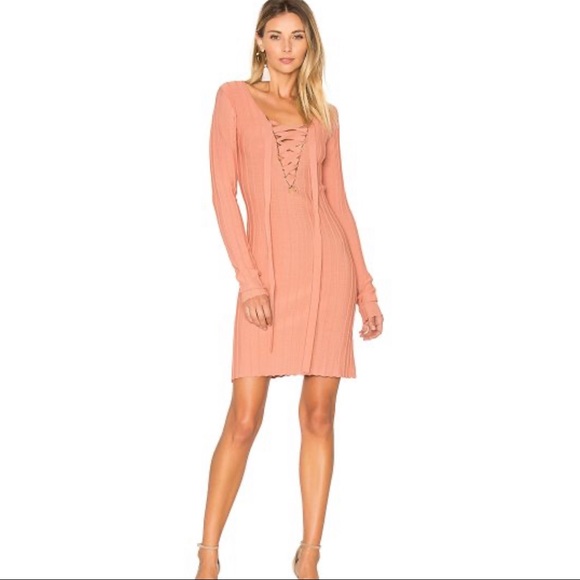 Knitz For Love & Lemons | Simone Lace Up Front Dress Ribbed Size S - Picture 1 of 9